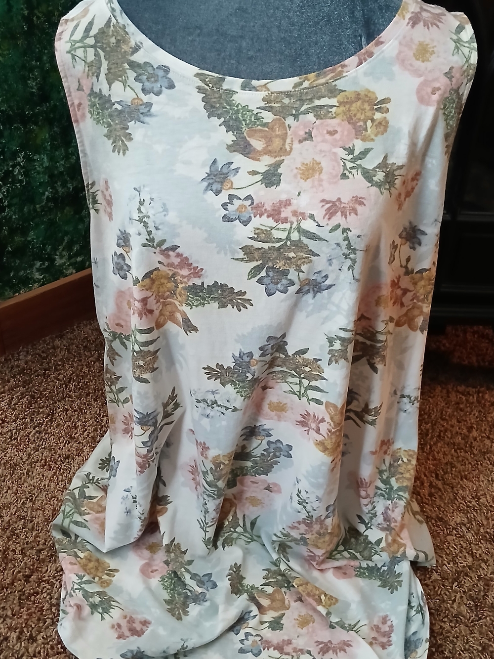Floral Print Sleeveless Women's  Pastel Multicolor Tunic